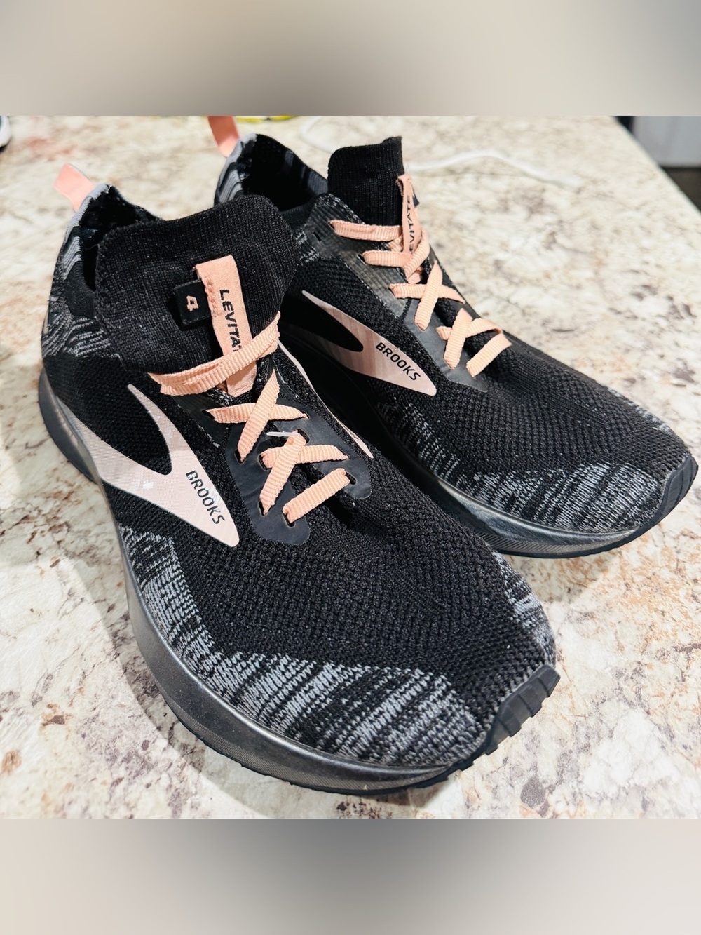 Brooks Women's Levitate Running Shoes - Black with Peach Accents
